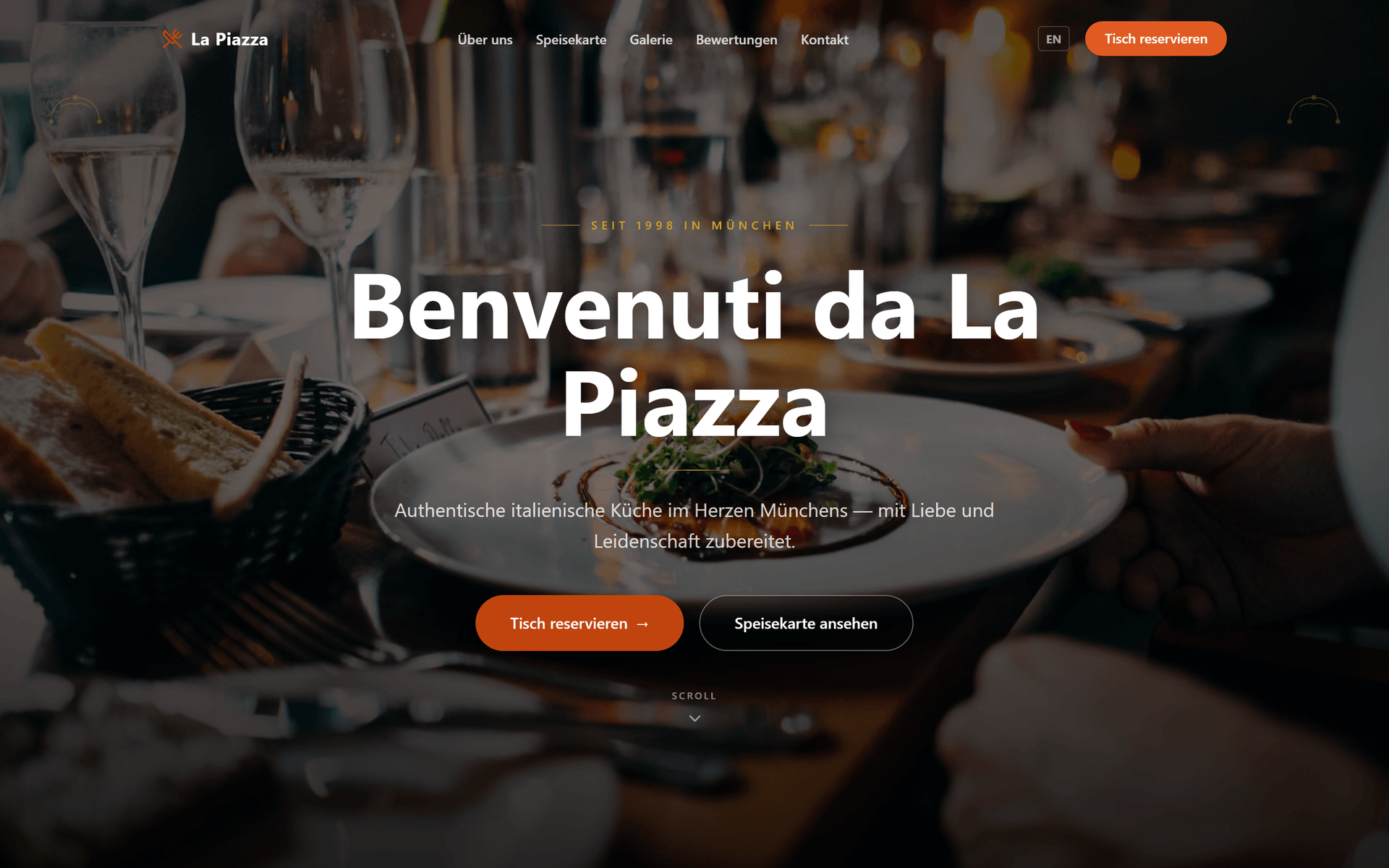 La Piazza — Menu to reservation enquiry